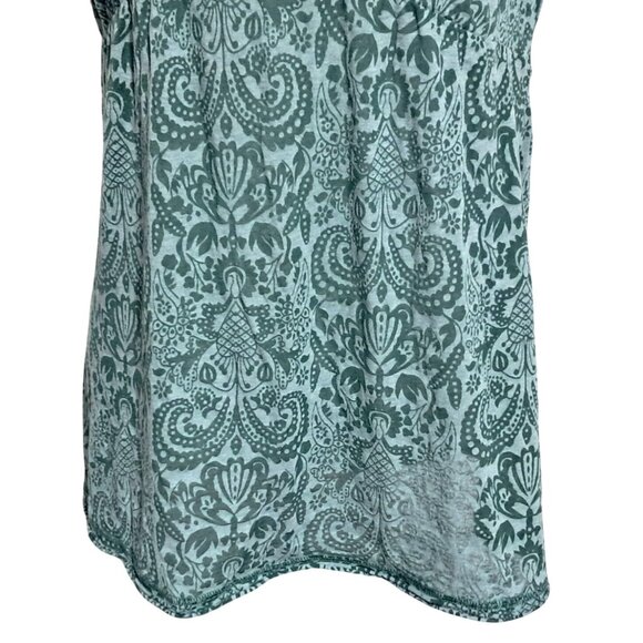 Y2K Burnout Maurices Green Paisley Print V-Neck Short Sleeve Top Womens L - Picture 7 of 10